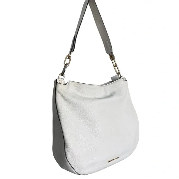 Michael Kors Leather Hobo Bag Shoulder Bag Cream White Gold - Picture 3 of 13